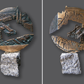 Wspomnienia lokacyjne I, /awers, rewers/, 2007, brąz, kostka granitowa, 29 x 20 x 8,5 cm