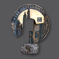 Rzeźba medalierska 750 - lecie Lokacji Miasta Krakowa, /rewers/, 2005, brąz, kostka granitowa, 24 x 19 x 10 cm