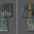 Twin tawers, /awers, rewers/, 2005, brąz, marmur, 23 x 13 x 5 cm