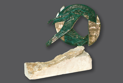 Ikar, 2005, brąz, marmur, 44 x 48 x 25 cm
