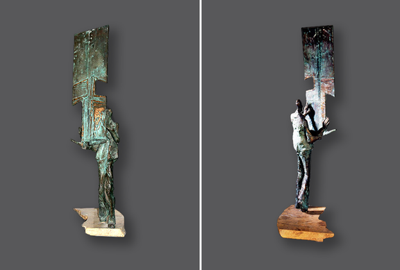 Odbicie, 1998, brąz marmur, 77 x 22 x 38 cm